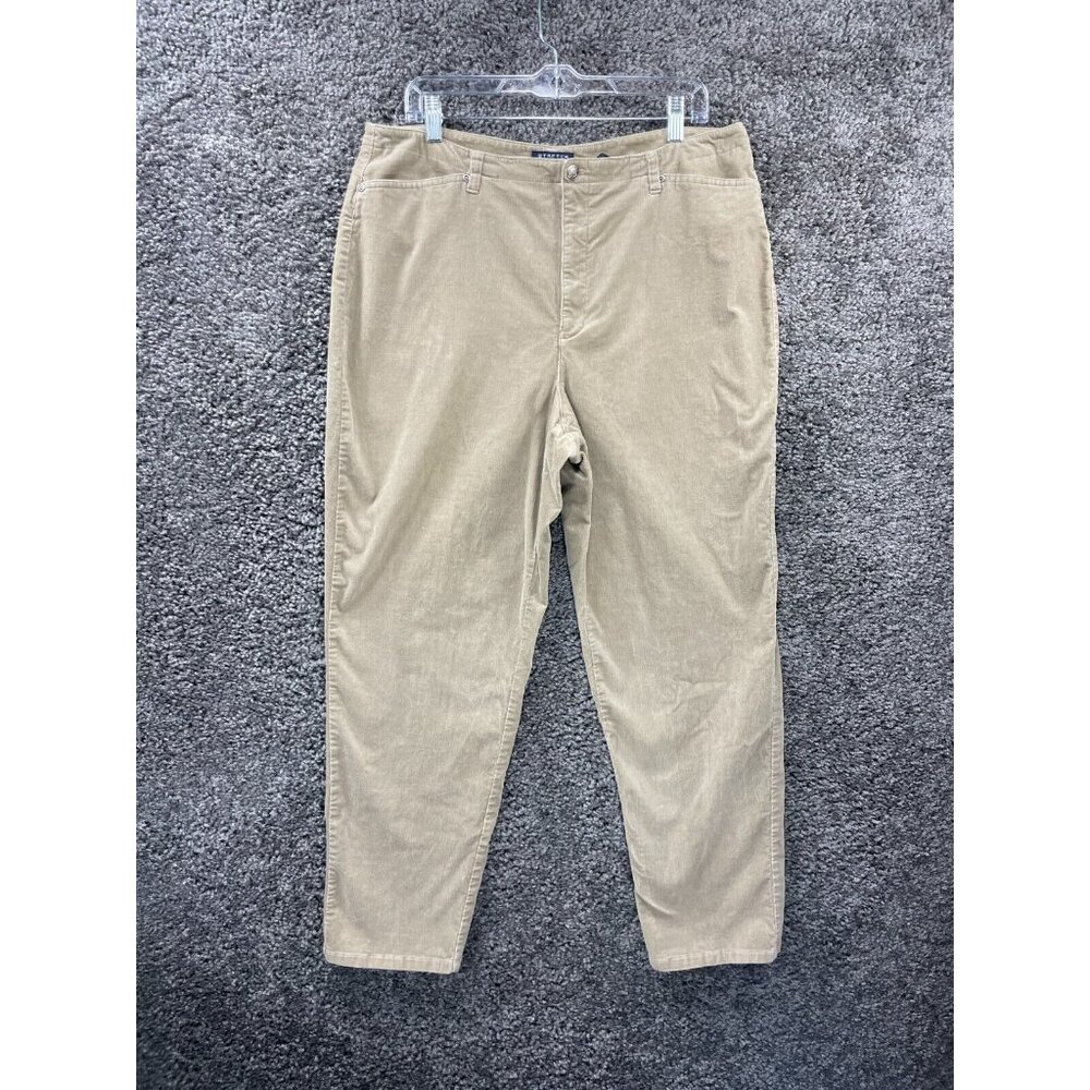 Crazy Horse Pants Women's Size 16 Beige Corduroy Stretch Flat Front Straight Leg